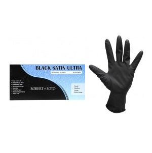 Robert De Soto Black Satin Gloves Large